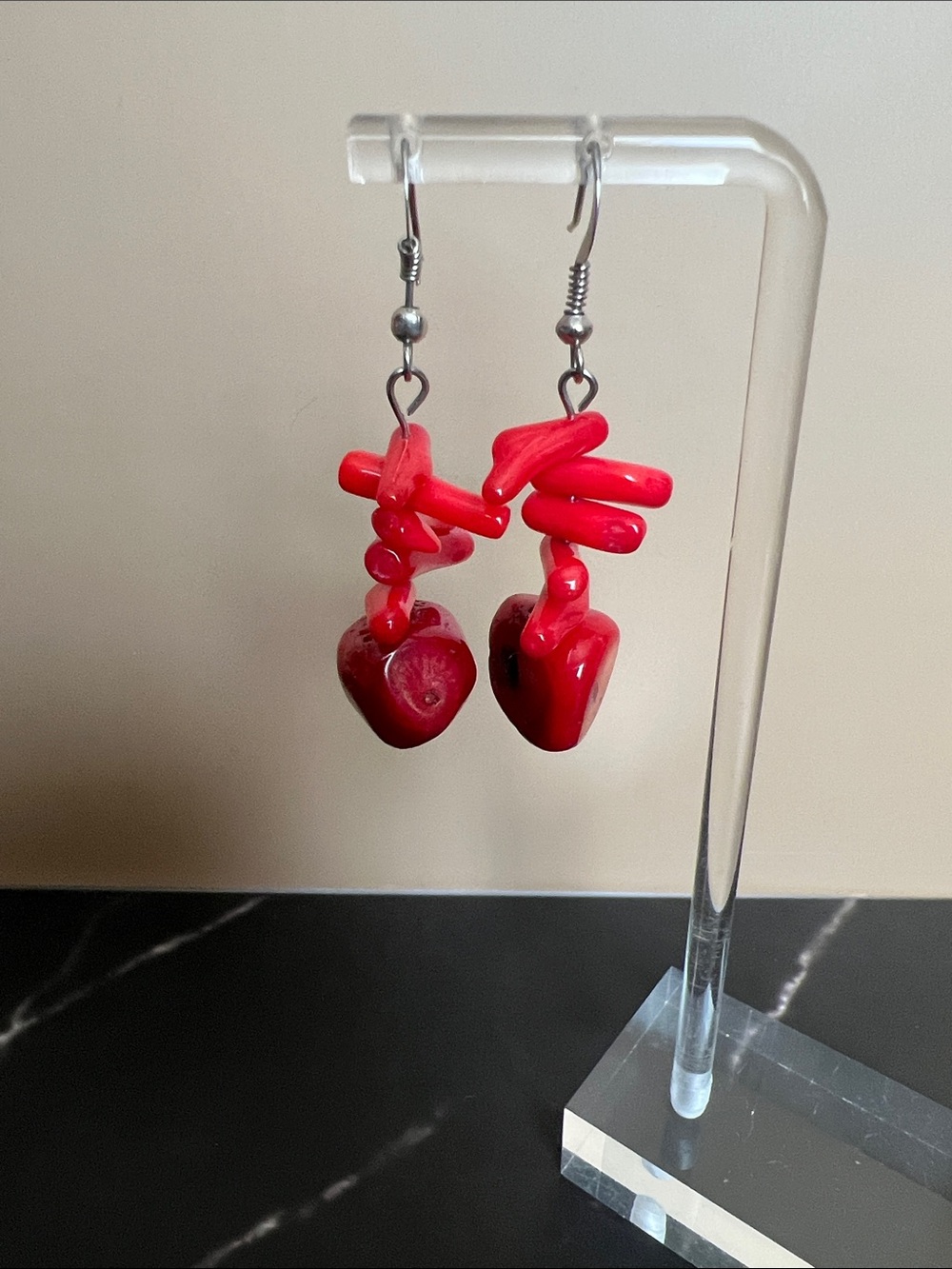 Red Coral Drop Earrings - Women Jewelry